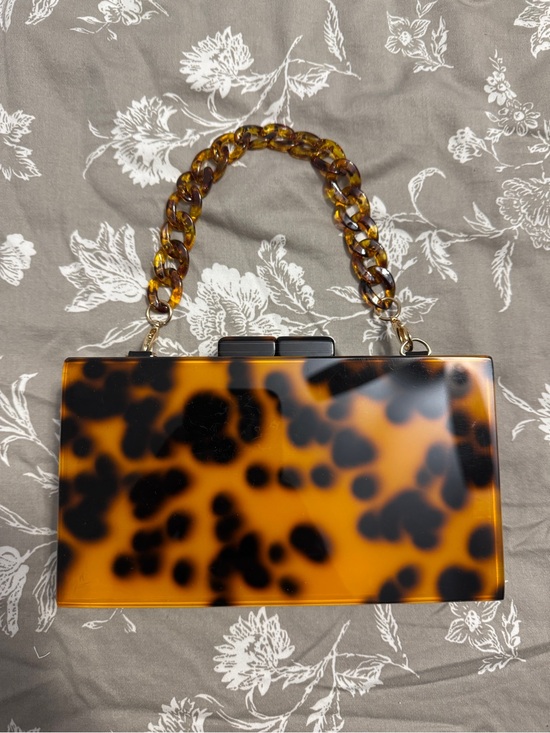 Target Handbags - Target Tortoiseshell Acrylic Box Clutch in Amber and Black with Chain Handle